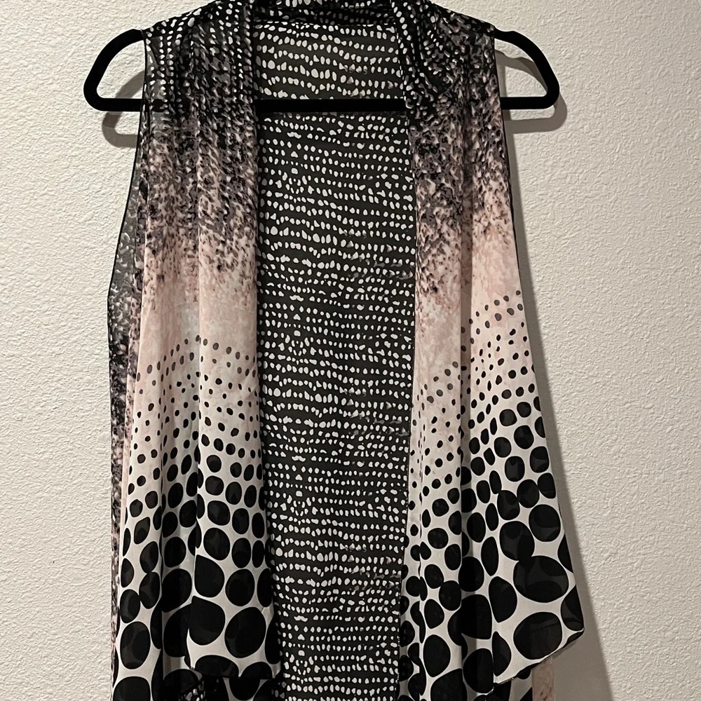 Boho  long line  open front asymmetrical  flowing vest.  Lagenlook  OS